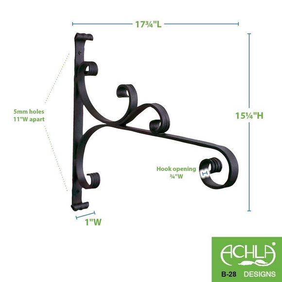 Achla Designs 12 in. W Small Black Powder Coat Iron All-Purpose Bracket - Picture 2 of 2